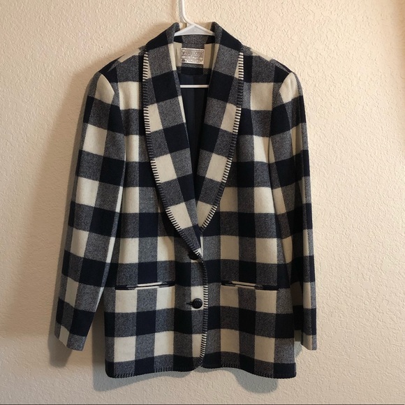 Pendleton Jackets & Blazers - Vintage Pendleton Navy & Cream Jacket Size 12